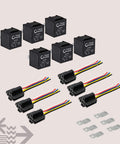Bosch Style 12V 5 Pin SPDT Relay Kit Beefy 40A 30A Heavy Duty Automotive Relays Interlocking Harness Socket Holder 6 Pack