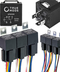 Bosch Style 12V 5 Pin SPDT Relay Kit Beefy 40A 30A Heavy Duty Automotive Relays Interlocking Harness Socket Holder 14 AWG Wires 6 Pack