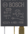 Front view of Changeover Micro Relay With 5 Pins 12 Volt Coil 30 And 10 Amp Rating Single Pole Automotive Relay, black