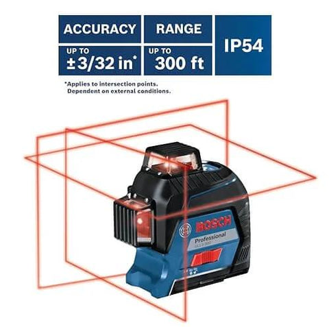 Clear room layout fast with a 360 degree three plane laser delivering bright alignment lines, long battery life via VISIMAX tech.