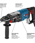 Front view of One And One Eighth Inch SDS-Plus Bulldog Xtreme Max Rotary Hammer with 8.5 amp motor and 2.4 ft-lbs impact energy.