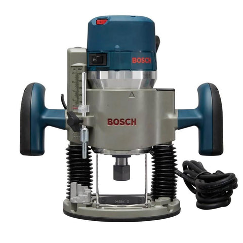 Front view of Bosch 1617EVSPK Combo Router with Plunge and Fixed Base, 2.25 HP Motor, 8,000 to 25,000 RPM, Quick Clamp Base Swap.