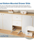 Installed 14" Undermount Drawer Slide with Soft Close, Bottom Mounted & Bottom Support, 88 lb Load Capacity, 3-Fold Full Extension