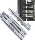 Bottom Mount Heavy Duty Drawer Slide With Pull Out Function For Kitchen Cabinets And Closets shown beside modern shelving unit