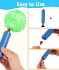 12 Pack Bouncy Ball Knobby Massage Ball, 5" Spiky Sensory Toy for Kids & Adults with pump and hands assembling it