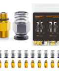 Push To Connect Bowden PTFE Tube Fittings PC4 M10 And PC4 M6 for 3D printers, showing brass and silver quick fit adapters