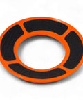 Bowling Ball Sanding Pad Holder For Surface Shaping And Consistent Reaction, orange round design with black padding slots