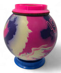 Bowling Ball Sanding Pad Holder For Surface Shaping And Consistent Reaction, shown with colorful ball installed
