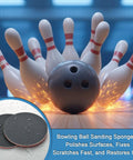 Bowling ball striking pins with sparks, inset of sanding pads; represents Five Inch Foam Sanding Pad Set 18 Pcs 180 3000 Grit.