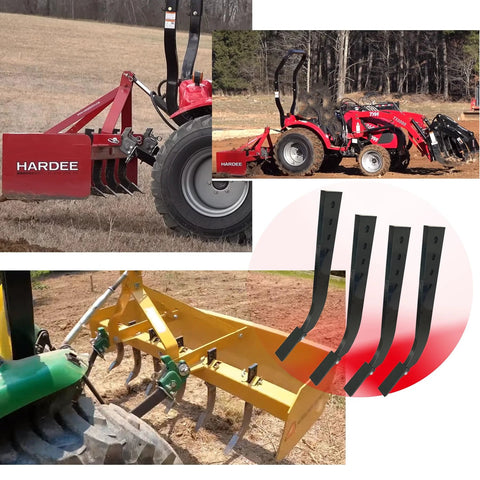 Five Piece Box Blade Shank Kit With Four Hole Box Scraper Shanks And An 18 Inch Scarifier Ripper Shank