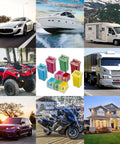 Low Profile Automotive Fuse Kit For Cars Trucks And Suvs 10 Pack Box Shaped Micro Cartridge Fuses With 20A 30A 40A 50A 60A Two Of Each Color Perfect Spare Set For Any Garage Road Trip Or Weekend Fix pictured with vehicles and boats.
