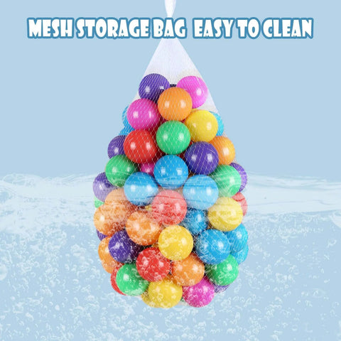 BPA Free 100 Pack Colorful Plastic Balls for Baby Play & Ball Pit, Tent, Pool, House in mesh storage bag
