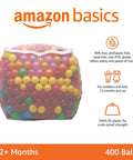 BPA Free Crush-Proof Plastic Ball, Pit Balls with Storage Bag, Toddlers Kids 12+ Months, Pack of 400 Balls, 6 Bright Colors in mesh bag