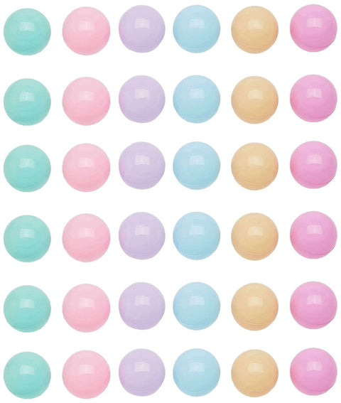 BPA Free Crush-Proof Plastic Ball Pit Balls, pastel colors arranged in rows for toddlers and kids 12+ months, pack of 400 balls