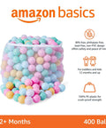 BPA Free Crush-Proof Plastic Ball, Pit Balls with Storage Bag, Toddlers Kids 12+ Months, Pack of 400 Balls, 6 Pastel Colors in mesh bag