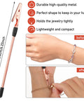 3-Piece Bracelet Clasp Helper Tools Set For Easy Jewelry Fasteners, Stainless Steel Clips, shown with hand use example
