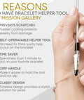 Hand using Bracelet Fastener Helper Tool For Easy On Jewelry Clasp Clip For Bracelets Necklaces And Watches Portable Metal Silver Life Saver No Slip Grip And User Friendly Design