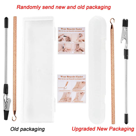 Two Pack Bracelet Helper Tools For Easy One Handed Jewelry On And Off Portable Clip And Hook Fasteners For Clasps Necklaces Zippers And Crafts By Vnsuyo, showing old and new packaging with fasteners and instructions