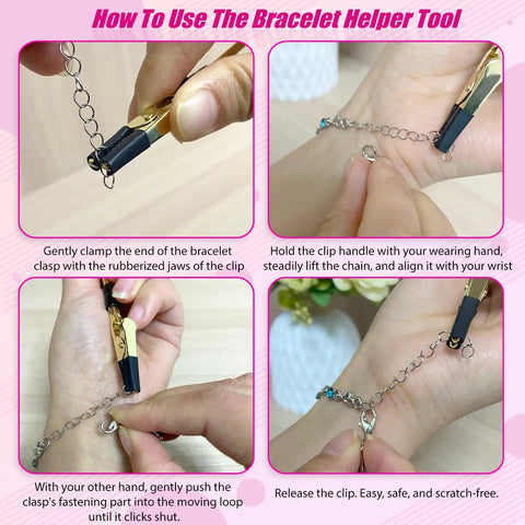 Two Pack Bracelet Helper Tool Set No Fuss Clasp Helper For Easy One Handed Fastening With Lobster Clasps Jewelry Fasteners in use