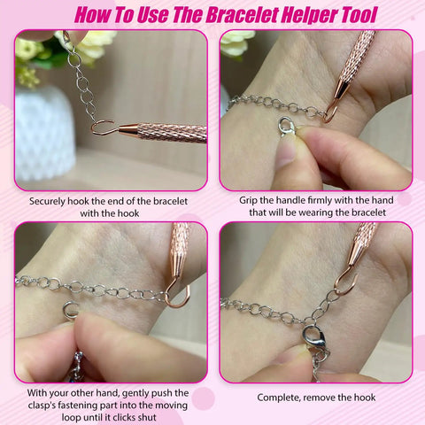 Two Pack Bracelet Helper Tool Set No Fuss Clasp Helper For Easy One Handed Fastening With Lobster Clasps Jewelry Fasteners in use