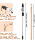 Two Pack Bracelet Helper Tools For Easy One Handed Jewelry On And Off Portable Clip And Hook Fasteners For Clasps Necklaces Zippers And Crafts By Vnsuyo, showing measurements and rubber tip clip with round hook