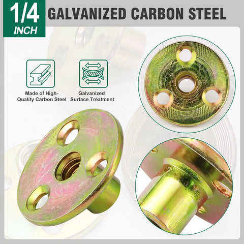 Heavy Duty 1/4-20 Brad Hole T Nut With Screws for Wood Furniture and DIY Projects 3 Hole Zinc Plated Carbon Steel Insert