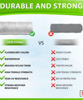 Comparison of braided nylon twine for gardening; our string features durable, waterproof, UV resistant properties vs others