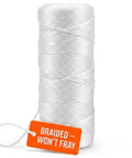 Braided Nylon Twine For Gardening And Plant Support, Heavy Duty Size 18 String, 250 Ft Length, White Durable Twine Roll