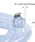 High Pressure Braided Clear Flexible PVC Tubing Three Quarter Inch Internal Diameter Ten Feet Long With 200 PSI Working Pressure