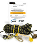 Premium Braided Rope Vertical Lifeline Kit With ANSI OSHA Rope Grab Snap Hook Shock Absorber For Fall Protection Restraint System Roofing Safety Equipment 50 Ft shown with certificate of conformity