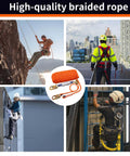 Rock Solid Heavy Duty Fall Protection Rope Kit 25 Ft With Durable Braided Polyester Line Vertical Roofing Grab Snap Hook And Shock Absorber Restraint System For Safe Roofing Work Wear Resistant And Easy To Install