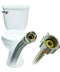 Toilet Connector Braided Stainless Steel 12 Inch Flexible Water Supply Line Three Eighths Inch Female Compression To Seven Eighths Inch Female Ballcock Thread Heavy Duty Nuts Does Not Kink Or Crease For Easy Toilet Installation