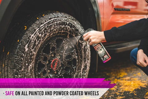 Applying Brake Buster Wheel Cleaner With Non Acid Formula For Safe Use On All Wheels Removes Brake Dust Dirt And Corrosion Thoroughly
