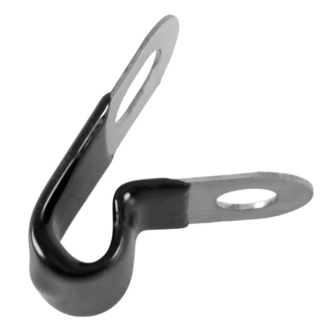 10 Pcs 3/16 Inch Brake Line Clips 304 Stainless Steel Rubber Coated Insulated Cable Clamps For Automotive Industrial Outdoor And Household Use Self Tapping Screws Included Durable Clamp For Secure Routing Of 3/16 Tube And Wires In Cars close-up view