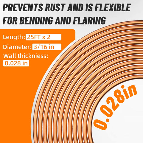 Three Sixteenth Inch Brake Line Repair Kit Pro Grade With Double And Single Flaring Tool Two Twenty Five Foot 3/16 Inch Brake Lines