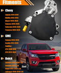 Built To Last Brake Vacuum Pump Replacement OEM 12686657 For Chevy Impala 2014 2019 shown with compatible vehicles list and red truck