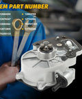 Premium Brake Vacuum Pump Replacement For GM Vehicles, with OEM Part Numbers 12684050, 12662789, displayed against tools.