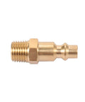 Heavy Duty Brass Quarter Inch NPT Male Industrial Air Hose Quick Connect Adapter in side view