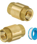 Brass NPT One Half Inch Spring Check Valve Two Pack With Female Threads Backflow Preventer And One Way Valve for water pumps