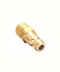 Brass One Quarter Inch NPT Male Air Hose Quick Connect Adapter Kit For Type C Automotive Couplers, shown close-up