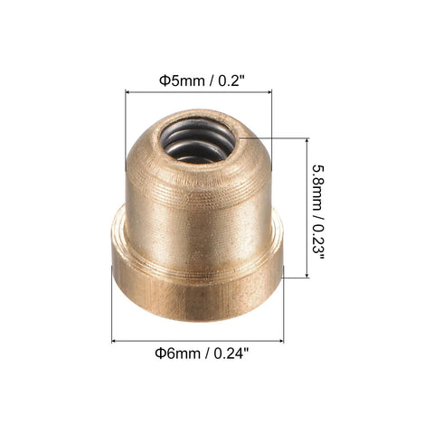 Brass Push Button Flange Oil Cup 5mm Ball Oiler for Continuous Lubrication Systems, 6mm width, 5.8mm height, shown with dimensions.