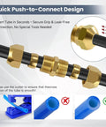 38 Piece DOT Air Brake Fittings Kit Brass Push To Connect And NPT Assortment showing leak-free connection design and tools