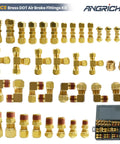 38 Piece DOT Air Brake Fittings Kit Brass Push To Connect And NPT Assortment with various fittings displayed.