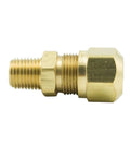 Brass DOT Air Brake Hose Fitting Male Connector For Nylon Tubing Three Eighths Inch Outer Diameter And One Quarter Inch NPT Male Compression Style