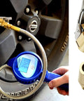 Brass Locking Tire Air Chuck With Clip Adapter No Leakage High Efficiency For Vehicle Inflator shown attached to tire valve.