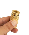 Close-up of 1/4-Inch Quick Connect Fittings Set For Air Compressors - Brass Air Coupler with knurled sleeve in hand