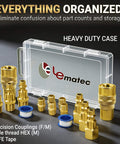 15-Piece Air Compressor Fittings Kit With 1/4 NPT Quick Connects, Solid Brass Connectors, Durable Copper Construction in Case