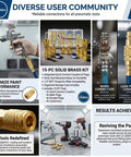 15-Piece Air Compressor Fittings Kit With 1/4 NPT Quick Connects, Solid Brass Connectors, Durable Copper Construction shown in use and storage case