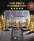 15-Piece Air Compressor Fittings Kit With 1/4 NPT Quick Connects and Solid Brass Connectors displayed with storage case and Teflon tape