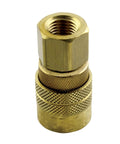 M-Style Quick Connect Air Coupler One Quarter Inch NPT Female Brass, Kwik-Change, heavy-duty pneumatic coupler front view